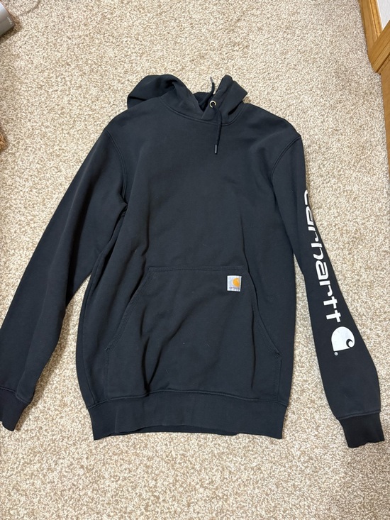 Carhartt Other - Carhartt Black Pullover Hoodie with White Logo Print